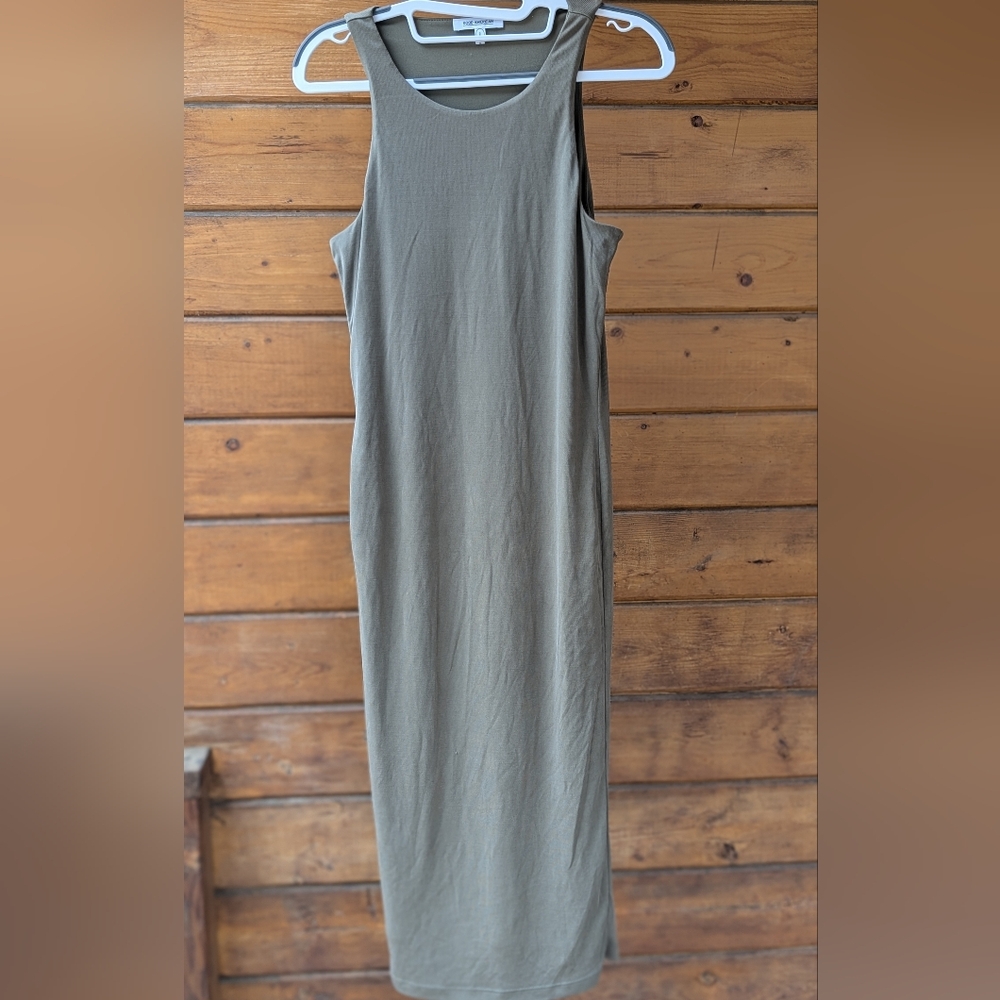 Good American Sexy Bodycon Midi Dress Army Green Size 2 Sleeveless Lined
